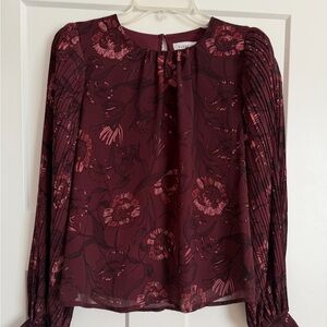 Evereve Burgundy Floral Blouse